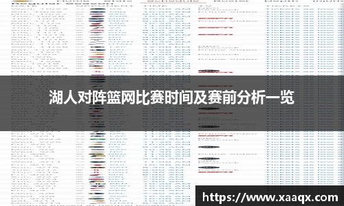 湖人对阵篮网比赛时间及赛前分析一览